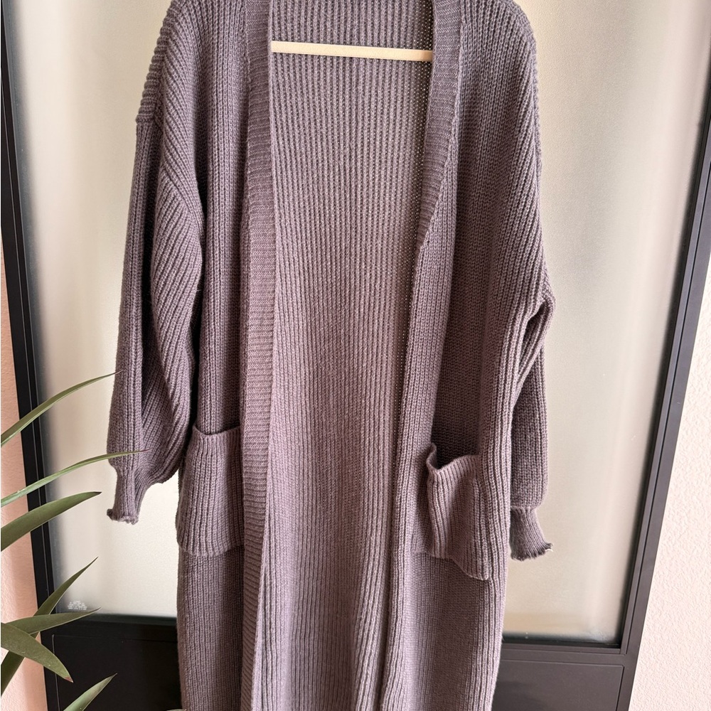 Cozy Open-Front Cardigan Sweater - Gray